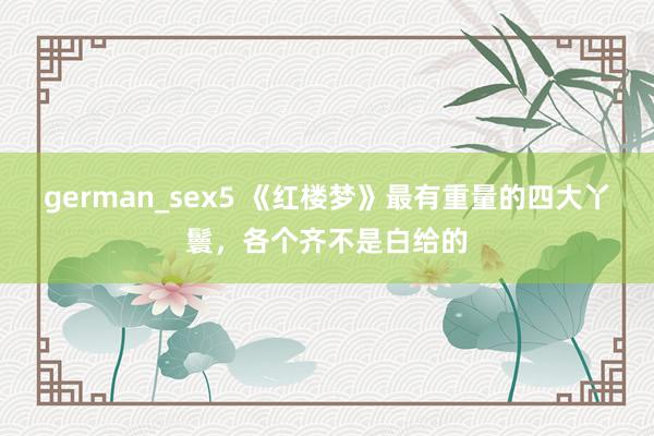 german_sex5 《红楼梦》最有重量的四大丫鬟，各个齐不是白给的