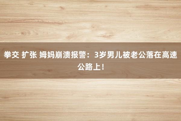 拳交 扩张 姆妈崩溃报警:3岁男儿被老公落在高速公路上!