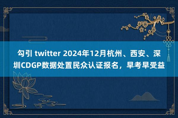 勾引 twitter 2024年12月杭州、西安、深圳CDGP数据处置民众认证报名，早考早受益