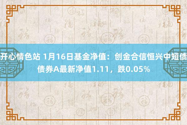 开心情色站 1月16日基金净值：创金合信恒兴中短债债券A最新净值1.11，跌0.05%