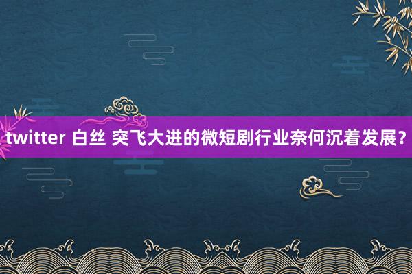 twitter 白丝 突飞大进的微短剧行业奈何沉着发展？