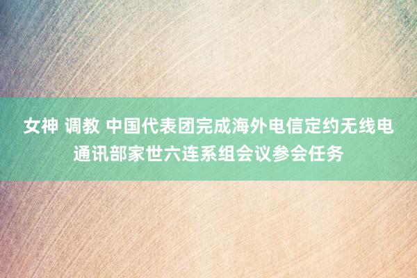 女神 调教 中国代表团完成海外电信定约无线电通讯部家世六连系组会议参会任务