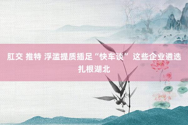 肛交 推特 浮滥提质插足“快车谈” 这些企业遴选扎根湖北