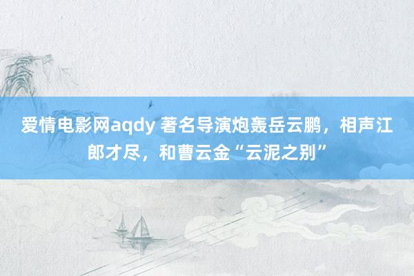 爱情电影网aqdy 著名导演炮轰岳云鹏，相声江郎才尽，和曹云金“云泥之别”