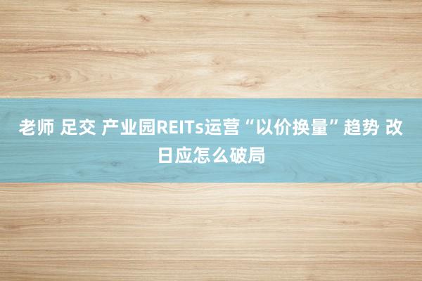 老师 足交 产业园REITs运营“以价换量”趋势 改日应怎么破局