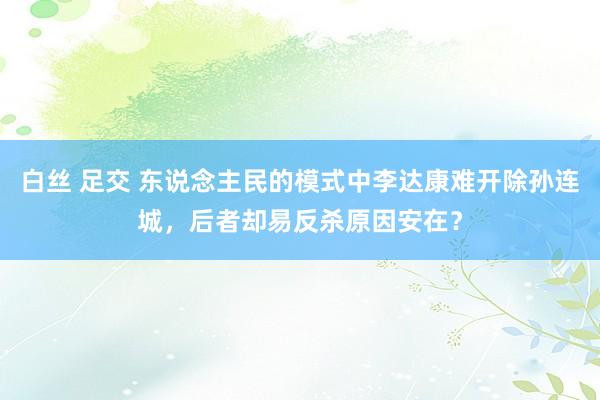 白丝 足交 东说念主民的模式中李达康难开除孙连城，后者却易反杀原因安在？