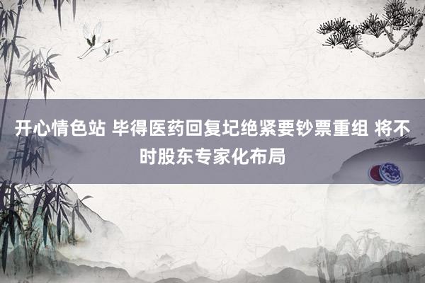 开心情色站 毕得医药回复圮绝紧要钞票重组 将不时股东专家化布局