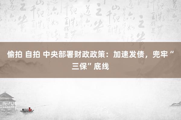 偷拍 自拍 中央部署财政政策：加速发债，兜牢“三保”底线