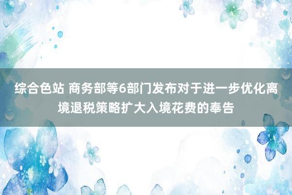 综合色站 商务部等6部门发布对于进一步优化离境退税策略扩大入境花费的奉告
